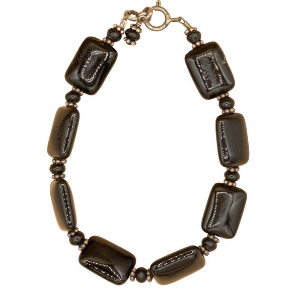 Unbranded Rectangle Mini Stone Black Bracelet - Picture 3 of 6